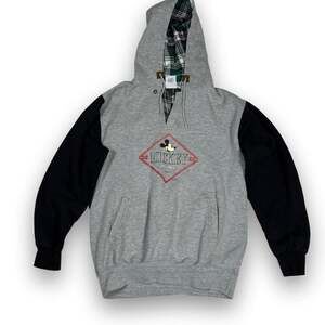 VINTAGE 90s Mickey & Co Genus Hoodie Sweatshirt XL Colorblock Plaid Lined